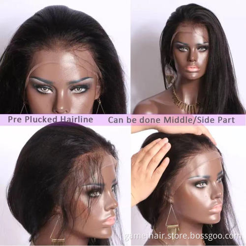 High Quality Raw Cambodian Hair Swiss Lace Wig For Black Women 100% Brazilian Virgin Cuticle Aligned Lace Front Human Hair Wig